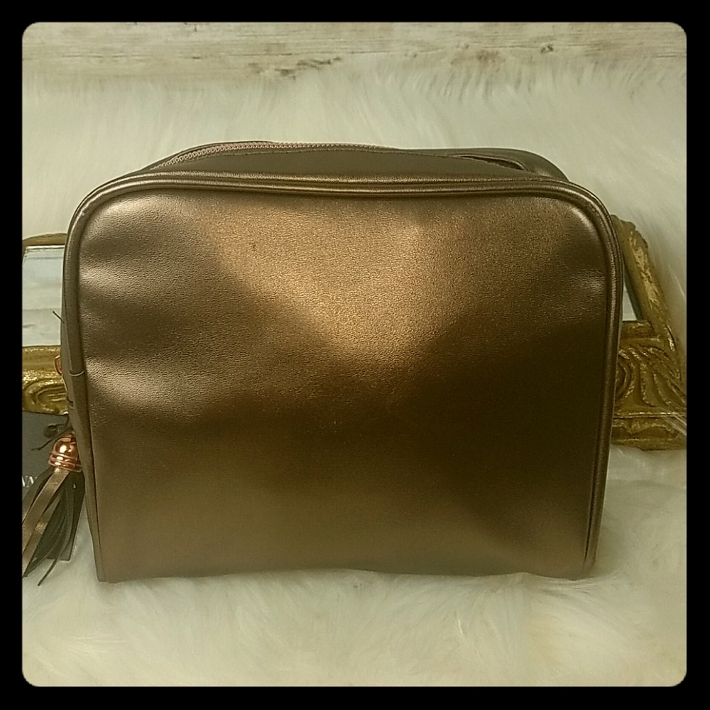 NWT, Vienna Mae, Bronze cosmetics zipper bag.